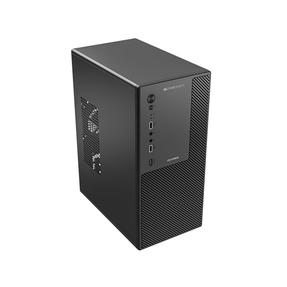 Zebronics Force, Computer Chassis, Micro ATX/Mini ITX, USB x 2, Front Audio, Perforated Side Panel, Top-Mounted PSU