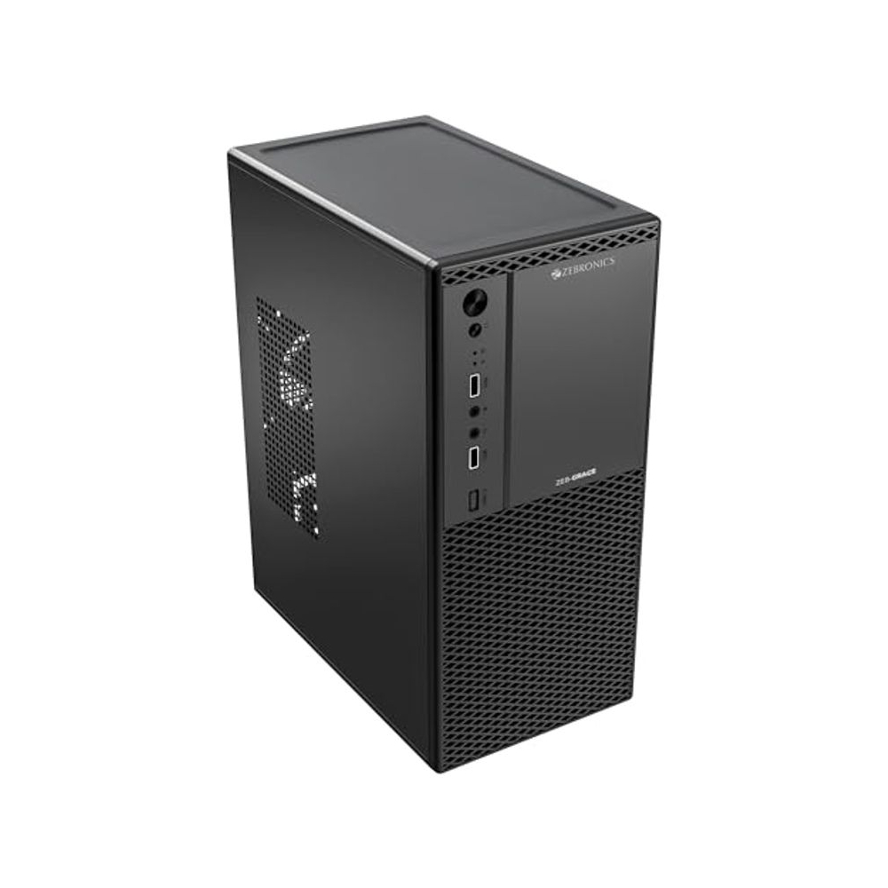 Zebronics Grace, Computer Chassis, Micro ATX/Mini ITX, USB x 2, Front Audio, Perforated Side Panel, Textured Front Panel, Top-Mounted PSU
