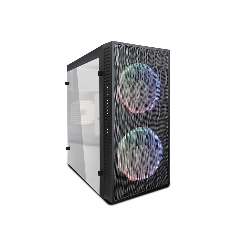 Frontech Rainbow Silver Premium Computer Cabinet, Dual 120mm Rainbow Fans, USB 3.0, Optimised Airflow, Transparent Side Panel – Silver Premium Range (FT-4336)